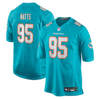 Miami Dolphins Eric Watts Aqua Team Game Jersey
