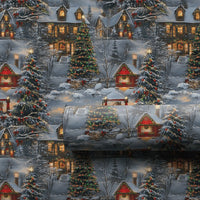Snowy Winter Town Gift Wrap, Christmas Village Wrapping Paper, Comfy Holiday Wrapping Paper, Xmas Village Gift Wrap, Winter Present Paper