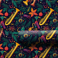 Brass Instrument Gift Wrap Roll, Music Christmas Wrapping Paper, Holiday Musician Present Wrap, Festive Band Orchestra Wrapping Paper