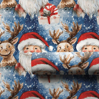 Festive Christmas Gift Wrap, Watercolor Santa and Reindeer Wrapping Paper, Holiday Present Paper, Xmas Gift Wrap Supplies