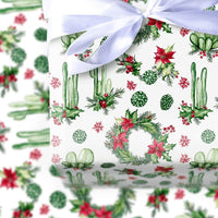 Southwestern Poinsettia Wrapping Paper, Christmas Cactus Wrapping Paper, Desert Floral Holiday Wrapping Paper, Botanical Winter Gift Wrap