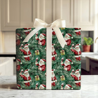 Humorous Wine Lover Gift Wrap, Santa Wine Toast Christmas Wrapping Paper, Holiday Santa Claus Wrapping Paper, Festive Pine Present Wrap
