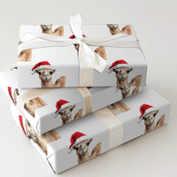 Watercolor Santa Hat Animal Gift Wrap, Christmas Camel Wrapping Paper, Whimsical Holiday Present Wrapping Paper, Winter Gift Wrap Roll