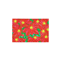 Red Orange Floral Holiday Area Rug, Poinsettia Runner Rug, Christmas Kitchen Floor Runner, Winter Entryway Mat, Festive Home Decor Rug