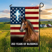 250 Years of Blessings Garden Flag | American Horse Cross Design 1776-2026 | Double-Sided Patriotic Christian Decor | Premium Weather-Resistant Outdoor Flag