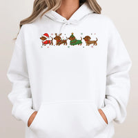 Wiener Dog Hooded Sweatshirt, Christmas Dachshund Hoodie, Dachshund Christmas Hoodie, Santa Reindeer Dachshund Hoodie, Dog Lover Present