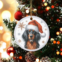 Santa Hat Gordon Setter Dog Ornament, Gordon Setter Christmas Ornament, Gordon Setter Ceramic Holiday Ornament, Dog Lover Tree Decor Present