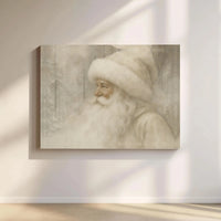 Snowy Forest Santa Portrait Canvas Print, Vintage Santa Claus Canvas Wall Art, Classic Christmas Canvas Art, Holiday Season Home Decor