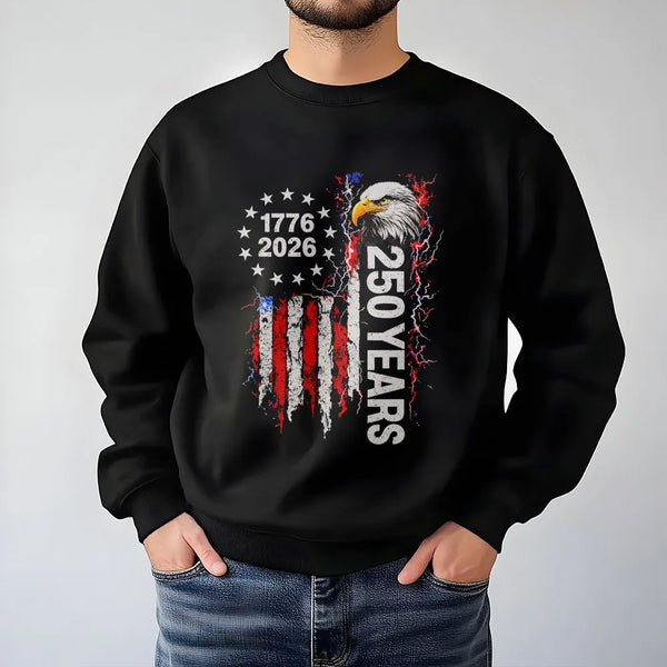 Patriotic Eagle Sweatshirt | 1776-2026 250 Years American Flag Art | Soft Cotton Blend Comfort Fit | Gift for Americana Collectors