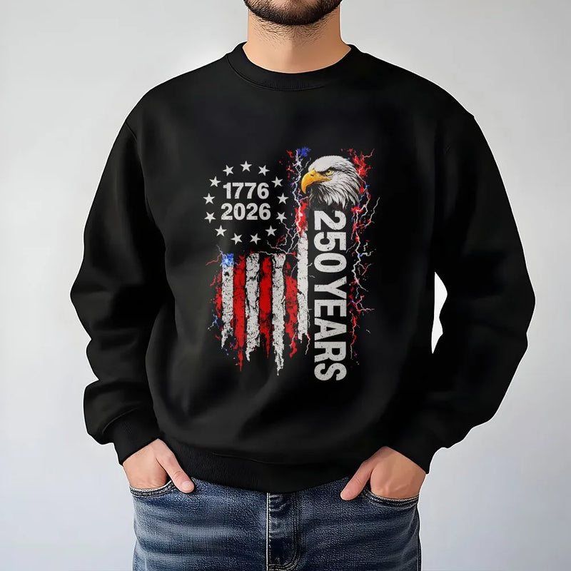 Patriotic Eagle Sweatshirt | 1776-2026 250 Years American Flag Art | Soft Cotton Blend Comfort Fit | Gift for Americana Collectors
