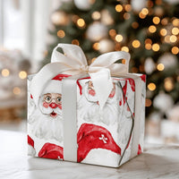 Watercolor Santa Claus Wrapping Paper, Swiss Cross Santa Wrapping Paper, Holiday Present Gift Wrap, Festive Christmas Gift Wrapping Paper