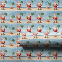 Beach Christmas Gift Wrap, Tropical Santa Wrapping Paper, Watercolor Coastal Santa Wrapping Paper, Palm Tree Holiday Gift Wrap, Seaside Wrap