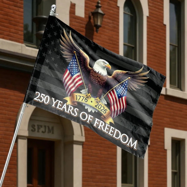 Patriotic Eagle House Flag | 250 Years of Freedom 1776-2026 Design | Weather-Resistant Double Sided Fabric | Commemorative Yard Decor Gift