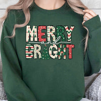 Festive Christmas Tree Sweatshirt, Merry and Bright Sweatshirt, Retro Holiday Season Crewneck, Adorable Winter Holiday Graphic Pullover