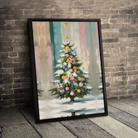 Whimsical Painted Holiday Canvas, Pastel Christmas Tree Canvas, Colorful Xmas Tree Canvas, Festive Seasonal Home Decor, Winter Holiday Present