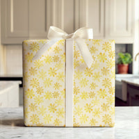 Watercolor Snowflake Gift Wrap, Gold Snowflake Wrapping Paper, Elegant Winter Holiday Wrapping Paper, Cream Christmas Gift Wrapping Paper