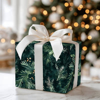 Botanical Berry Christmas Gift Wrap, Moody Pine Wrapping Paper, Dark Green Winter Holiday Wrapping Paper, Forest Gift Wrap Roll