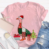 Colorful Holiday Geese Christmas Tree Tee, Christmas Geese T-Shirt, Festive Winter Animal Graphic Shirt, Adorable Xmas Present for Women Men