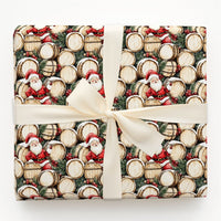 Rustic Holiday Bourbon Gift Wrap, Santa Whiskey Barrel Christmas Wrapping Paper, Vintage Santa Claus Wrapping Paper