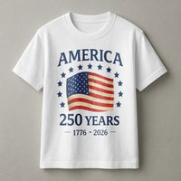 America 250 Years T-Shirt | Vintage Flag 1776-2026 Commemorative Design | Soft Breathable Cotton | Patriotic Gift for History Fans