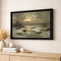 Winter Landscape Canvas, Vintage Santa Sleigh Canvas Wall Art, Christmas Holiday Wall Decor, Retro Santa Canvas Print, Xmas Home Present
