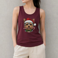Christmas Dog Tank, Yorkie Santa Tank Top, Adorable Yorkshire Terrier Xmas Sleeveless Tee, Holiday Dog Lover Present, Festive Pet Top