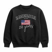 America 250 Years Sweatshirt | Celebrate 250th Anniversary Est 1776 Flag Design | Soft Cotton Polyester Blend | Patriotic 4th of July Gift