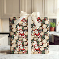 Rustic Holiday Bourbon Gift Wrap, Santa Whiskey Barrel Christmas Wrapping Paper, Vintage Santa Claus Wrapping Paper