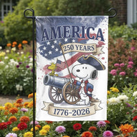 Patriotic America 250 Years Garden Flag | Revolutionary War Cartoon Dog & Cannon | Double-Sided Premium Polyester | 1776-2026 USA Semiquincentennial Gift