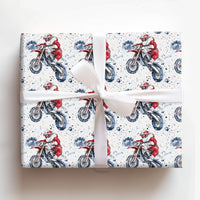 Dirt Bike Claus Gift Wrap, Motocross Santa Christmas Wrapping Paper, Motorcycle Holiday Wrapping Paper, Biker Christmas Wrapping Paper