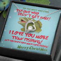 White Gold Finish Pendant Necklace, Fishing Wife Heart Necklace, Humorous Fisherman Wife Necklace, Romantic Christmas Present for Her
