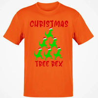 Humorous Dinosaur Holiday Graphic Tee, Christmas Tree Rex Shirt, Adorable Trex Christmas T-Shirt, Festive Dino Lover Shirt, Holiday Season Tee