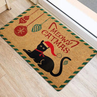 Holiday Pet Lover Welcome Mat, Humorous Black Cat Christmas Doormat, Adorable Winter Front Door Mat, Xmas Porch Rug, Cat Mom Christmas Present