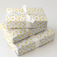 Yellow Winter Snowflake Gift Wrap, Golden Snowflake Wrapping Paper, Elegant Holiday Wrapping Paper, Christmas Present Paper, Gift Wrap Roll