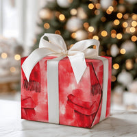 Comfy Winter Holiday Gift Wrap, Watercolor Red Scarf Wrapping Paper, Festive Christmas Wrapping Paper, Artistic Scarf Pattern Gift Wrap Roll