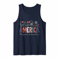 America 250 Years Of Freedom Tank Top | Patriotic Floral Graphic | Breathable Unisex Tee | 4th Of July Independence Day Gift