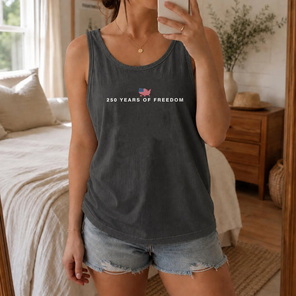 America 250th Anniversary Tank Top | 250 Years of Freedom USA Flag Graphic | Soft Breathable Unisex Fit | Patriotic Independence Day Gift