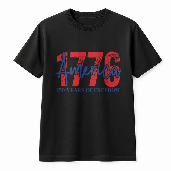 1776 America T-Shirt | 250 Years of Freedom Patriotic Graphic | 100% Soft Breathable Cotton | Gift for History Enthusiast