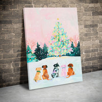 Festive Dog Lover Wall Art, Watercolor Christmas Dogs Canvas, Holiday Puppy Canvas Print, Winter Dog Lover Canvas, Pet Owner Holiday Decor