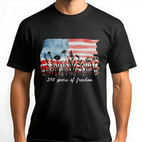 250 Years of Freedom T-Shirt | Patriotic Wildflower American Flag Watercolor Art | Soft Breathable Cotton Tee | Fourth of July Gift for Americans