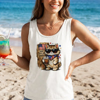 Patriotic Cat Tank Top | 250 Years Of Freedom Graphic Design | Premium Soft Breathable Fabric | July 4th Independence Day Gift For Cat Lovers
