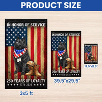 Schipperke Dog Garden Flag | 250 Years of Loyalty Patriotic Design | US Veteran Memorial Flag | Double-Sided Outdoor Decor