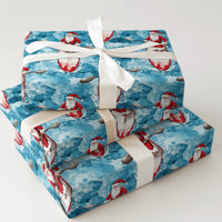 Coastal Watercolor Santa Claus Gift Wrap, Paddleboard Santa Wrapping Paper, Beach Holiday Paper, Nautical Christmas Wrapping Paper Roll