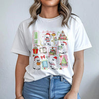 Adorable Reading Ghost Graphic Tee, Book Lover Christmas T-Shirt, Holiday Bookish Shirt, Spooky Reader Tee, Librarian Christmas Apparel Present