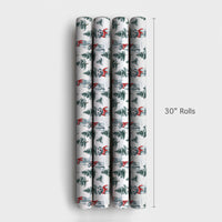 Snowy Pine Dog Wrapping Paper, White Labrador Christmas Wrapping Paper, Winter Holiday Puppy Wrapping Paper