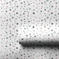 Modern Winter Holiday Gift Wrap, Pastel Snowflake Wrapping Paper, Delicate Snowflake Wrapping Paper, Adorable Christmas Present Paper Roll
