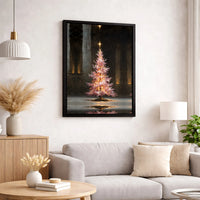 Impressionist Pastel Xmas Tree Painting, Pink Christmas Tree Canvas Wall Art, Festive Holiday Home Decor, Digital Download Print