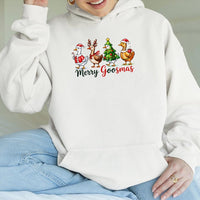 Humorous Christmas Goose Sweatshirt, Merry Goosmas Hoodie, Adorable Farm Animal Hooded Pullover, Holiday Bird Sweater, Xmas Present for Goose Lover