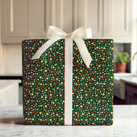 Modern Abstract Confetti Gift Wrap, Christmas Terrazzo Wrapping Paper, Dark Green Holiday Wrapping Paper, Festive Xmas Gift Wrap Roll