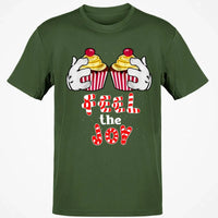 Adorable Cartoon Cupcake Graphic Tee, Feel the Joy Christmas Shirt, Holiday Sweets T-Shirt, Festive Winter Shirt, Dessert Lover Xmas Present